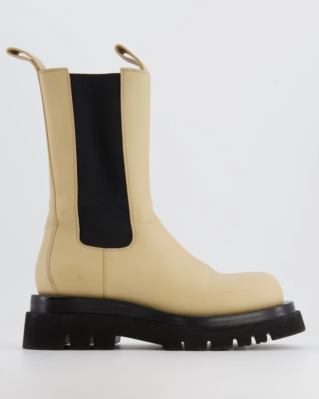 Bottega Veneta Beige and Black Lug Chelsea Boots Size EU 37 in Black from Sellier