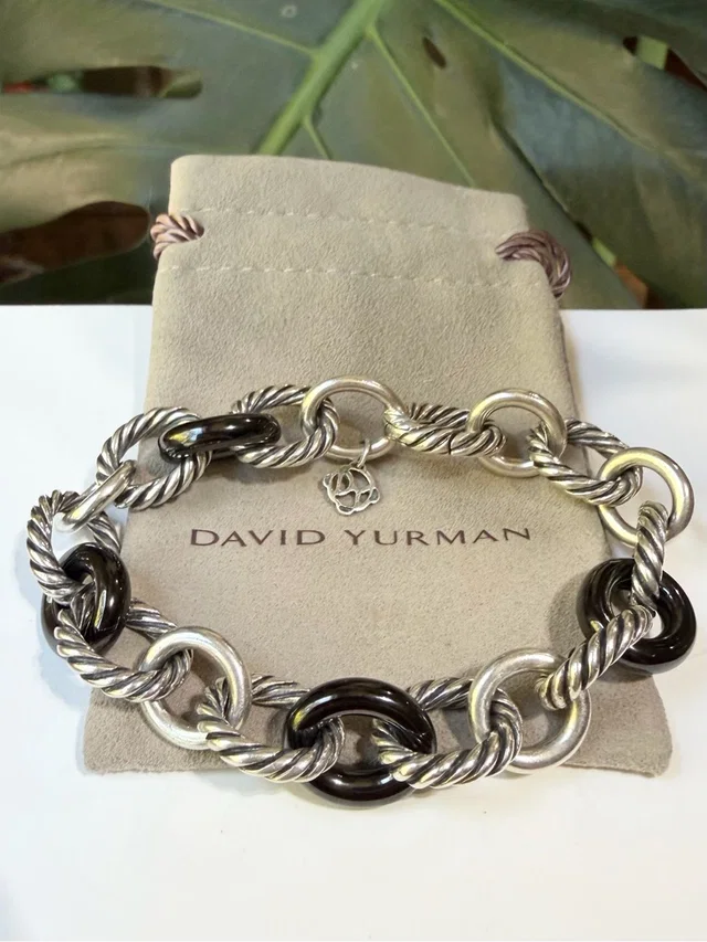 David Yurman Oval Link Chain Bracelet With Black Ceramic in silver|black|gray Ceramic from Poshmark