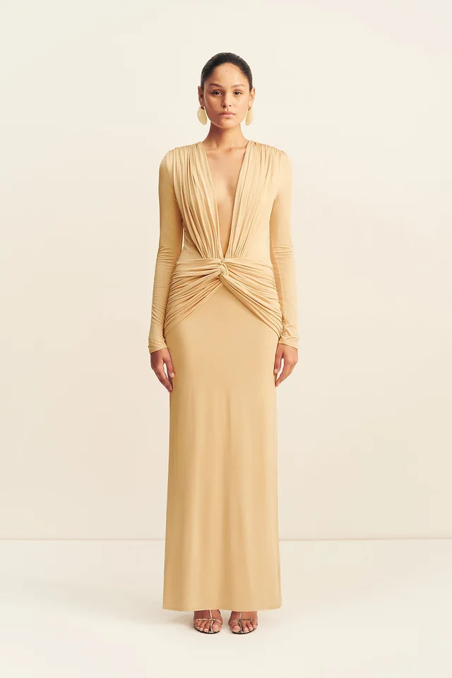 Shona Joy MIRO SLINKY JERSEY LONG SLEEVE MAXI DRESS - SAND from Shona Joy, photo 1 of 1