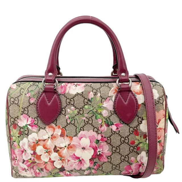 Gucci GG Supreme Blooms Top Handle Boston Bag Beige 409529 in Beige Canvas from Dallas Designer Handbags