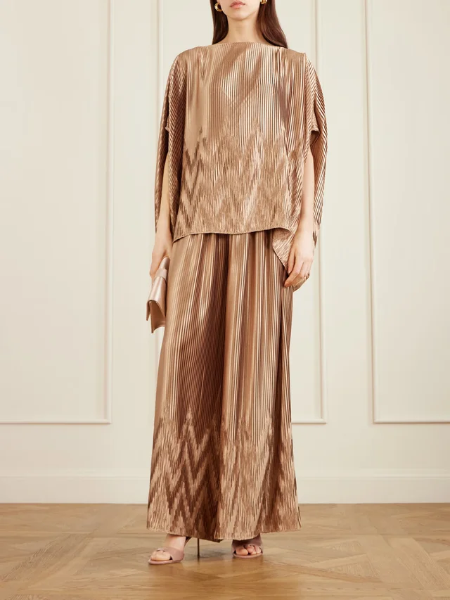 DIMA AYAD Metallic plissé-satin blouse in Pink, photo 2 of 2 from NET-A-PORTER (Canada)