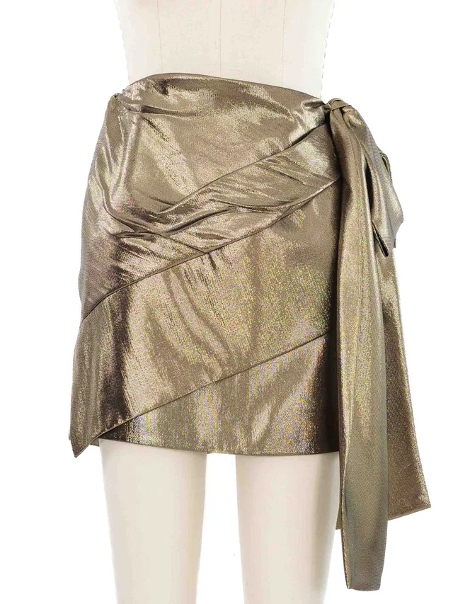 Saint Laurent Gold Lame Skirt in Gold from Arcade Vintage