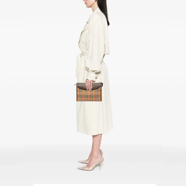 Beige Burberry Haymarket Check Canvas Clutch in Beige Canvas from Designer Revival, photo 6 of 6