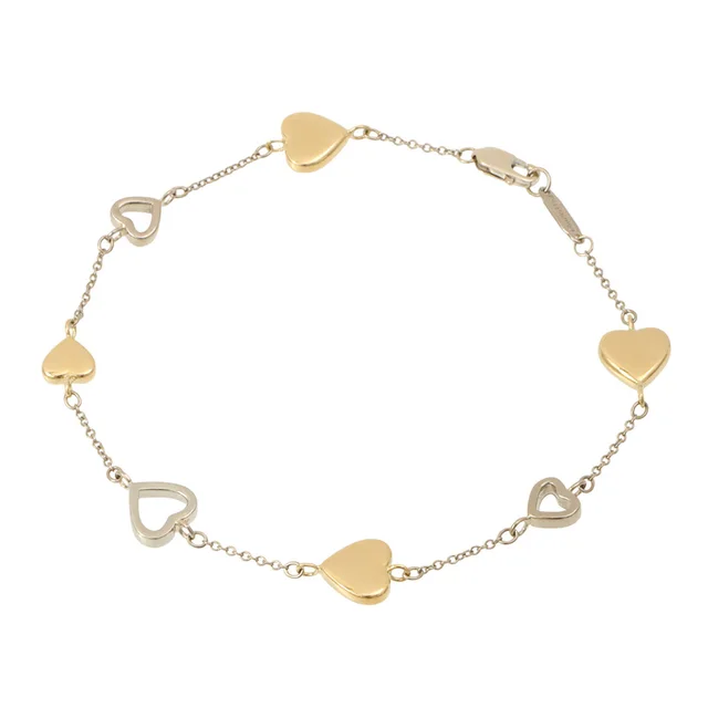 Tiffany & Co. 18K Heart Motif Bracelet Gold/Silver in Gold from VINTAGE QOO TOKYO