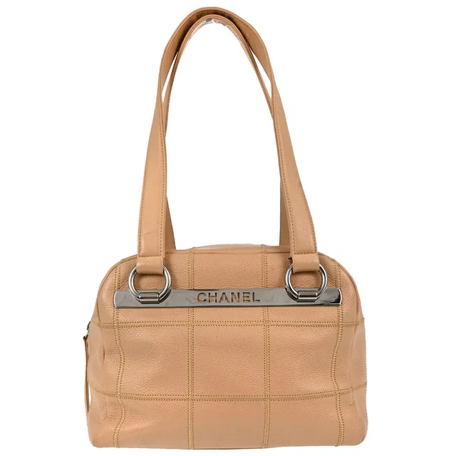 Chanel 2004-2005 Beige Caviar Skin Wild Stitch Choco Bar Handbag in Beige Caviar leather from AMORE Vintage Tokyo