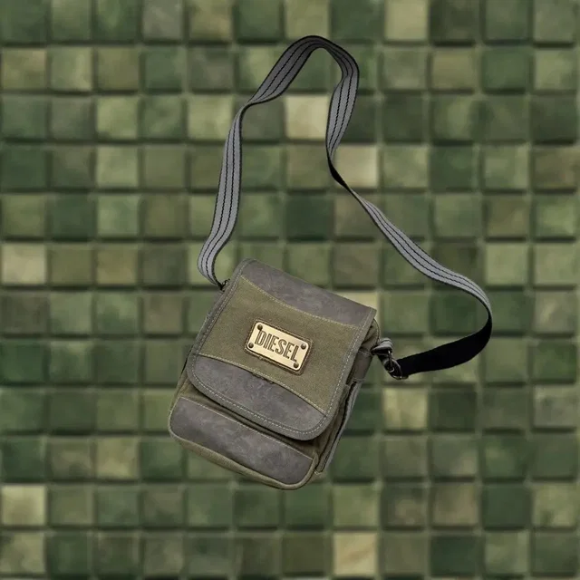 Diesel Vintage 90s Shoulder Crosboddy Y2K Green Messenger Bag Men Medium in green Nylon from Grailed
