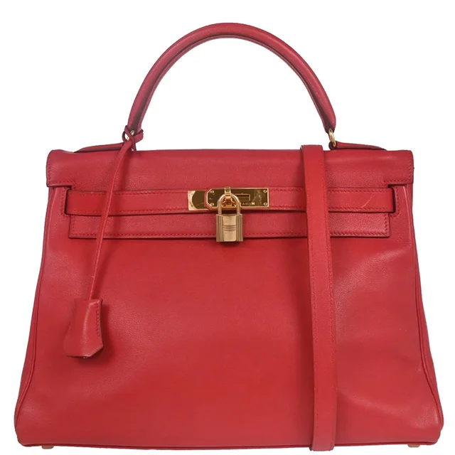 Hermès Rouge Vif Gulliver Kelly 32 Retourne 2way Shoulder Handbag in Red from AMORE Vintage Tokyo