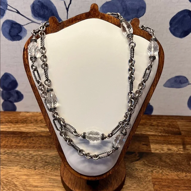 David Yurman Crystal And Black Diamond Figaro Chain Necklace in silver|gray|black from Poshmark