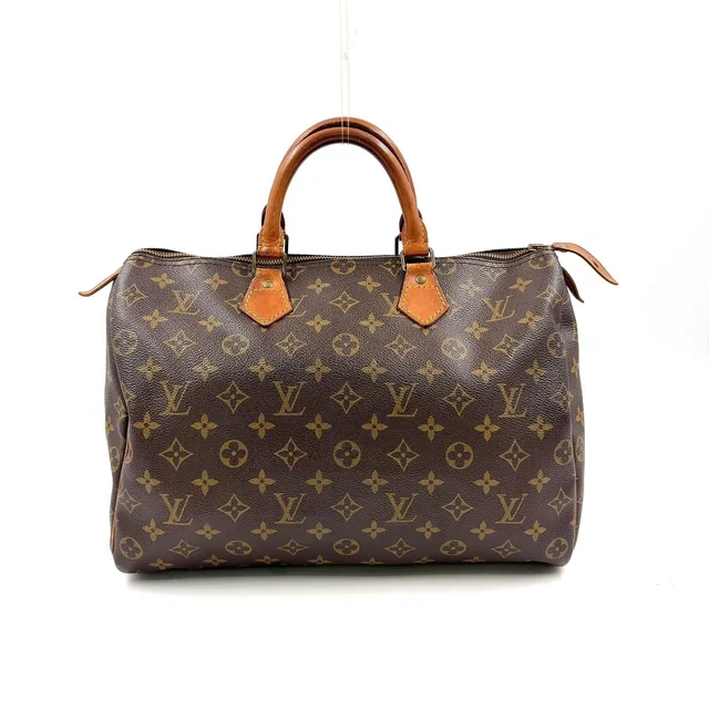 Louis Vuitton Speedy 35 Monogram Leather Brown Light Handbag Gold in Brown Leather from The Reluxe