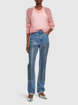 Area Flare jeans with mesh details in 100% Cotton, photo 2 of 5 from LUISAVIAROMA