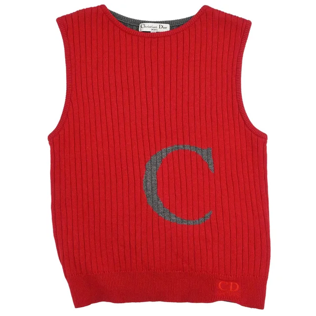 Dior Ribbed Knit Vest Top #M in Wool from AMORE Vintage Tokyo