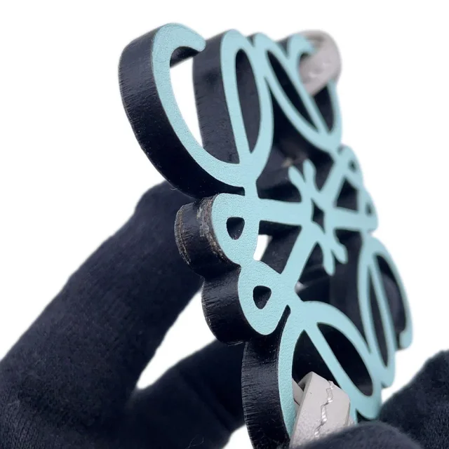 Loewe Anagram Bag Charm White/Light Blue/Gray Leather in White Leather from GALLERY RARE, photo 5 of 11