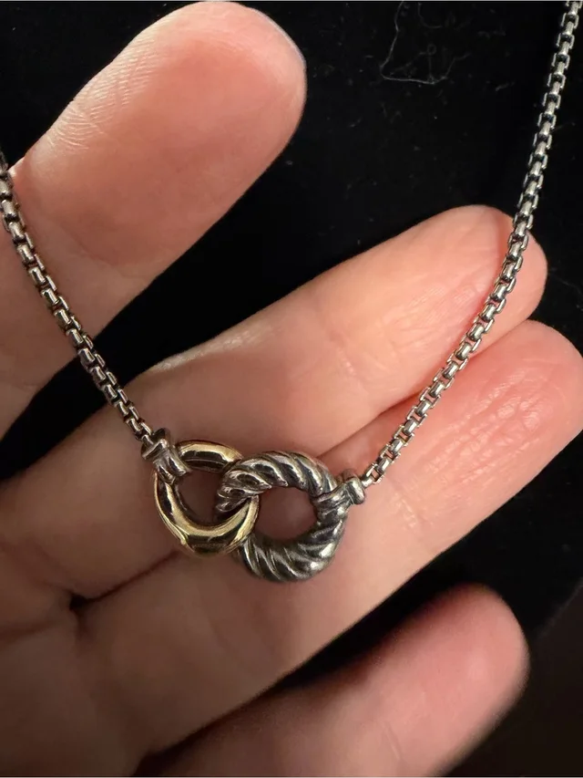David Yurman Two-Tone Interlocking Circle Necklace In Silver And Gold in silver|gold|gray from Poshmark