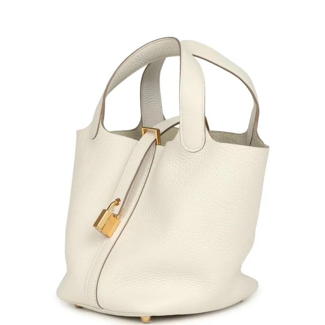 Hermès Picotin Lock 18 Gris Pale Clemence Gold Hardware in Ivory Clemence from Madison Avenue Couture, photo 2 of 2
