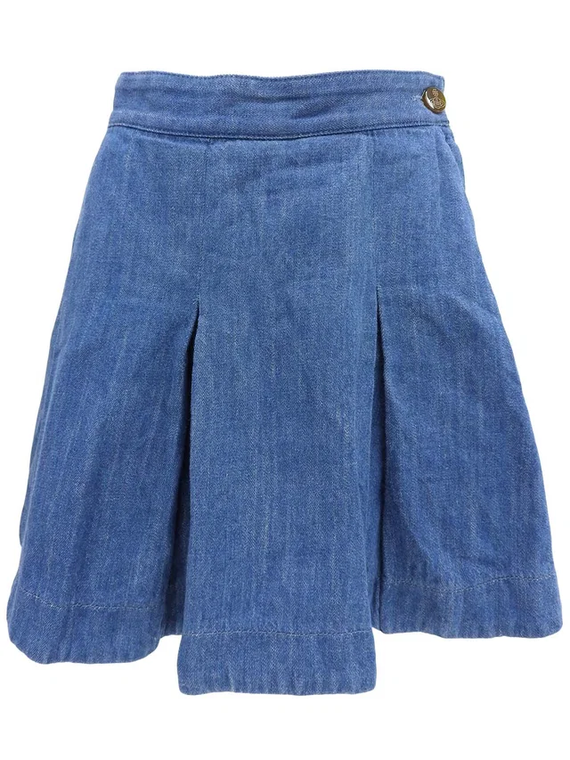 Vivienne Westwood Denim Orb-Embroidered Culottes #2 Indigo in Denim from VINTAGE QOO TOKYO