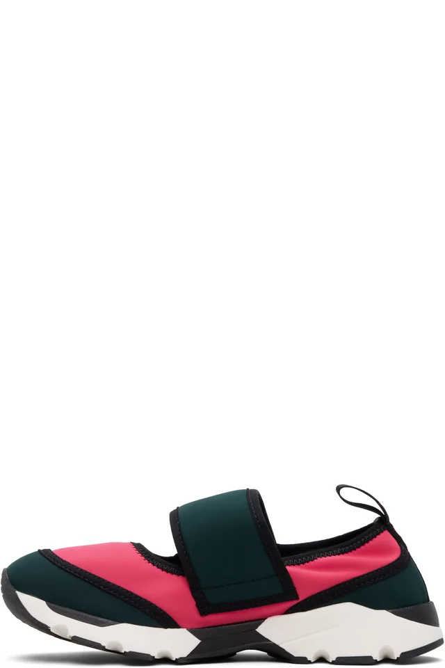 Marni Green & Pink Lycra Mary Jane Running Sneakers, photo 3 of 4 from SSENSE