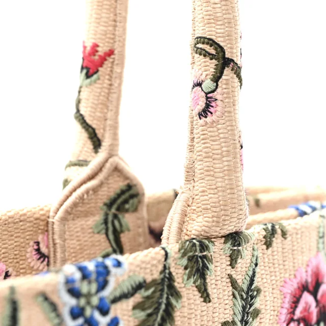 Dior Embroidered Petites Fleurs Medium Book Tote Natural in Beige Raffia from FASHIONPHILE, photo 12 of 13