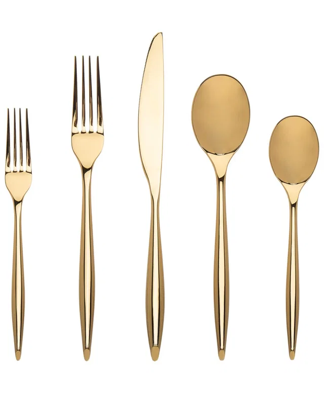 Godinger Milano Shiny Gold Stainless Steel 20Pc Flatware Set, image 1 of 1 from Rue La La
