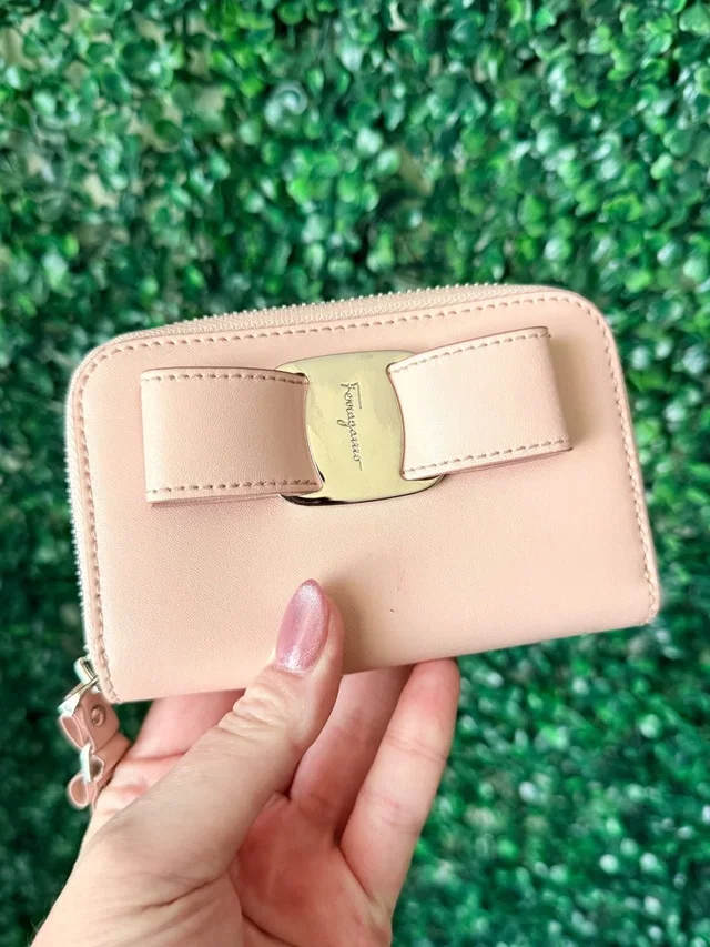 Ferragamo Blush Pink Vara Bow Zip Card Case in pink Leather from Poshmark