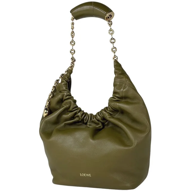 Loewe Shoulder Bag Squeeze Small Anagram Leather Green in Green Leather from The Reluxe