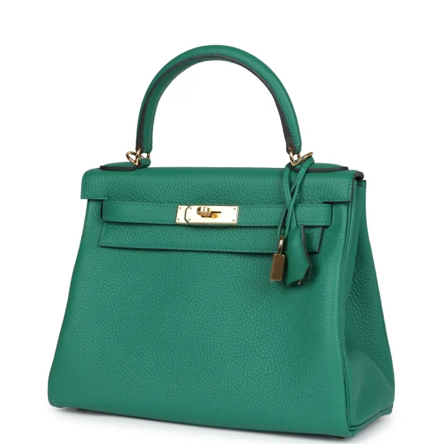 Hermès Kelly Retourne 28 Vert Vertigo Clemence Gold Hardware in Green Clemence leather from Madison Avenue Couture, photo 5 of 9