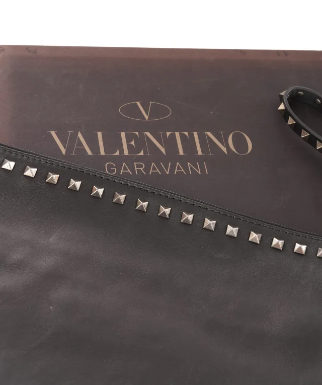 Valentino Garavani Rockstud Leather Pouch Clutch in Leather from Luxury Promise, photo 9 of 11