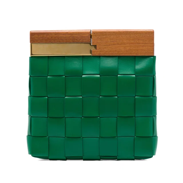 Green Bottega Veneta Lambskin Maxi Intrecciato The Snap Clutch in Green Lambskin from Designer Revival, photo 1 of 1