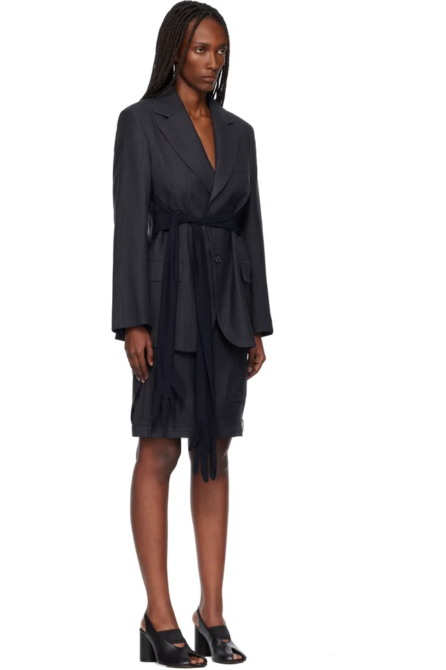 MM6 Maison Margiela Black Wool-Blend Gloves Blazer, photo 2 of 4 from SSENSE