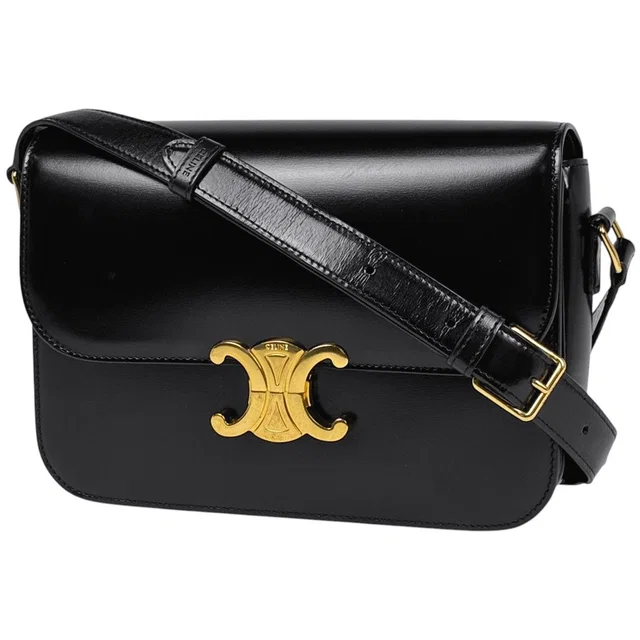 Celine Shoulder Bag Triomphe Vache Black in Black from The Reluxe