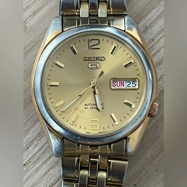 Seiko 5 Vintage Men's Watch Automatic Gold-Tone Bracelet Dial Day Date Windows in yellow|gold from Poshmark