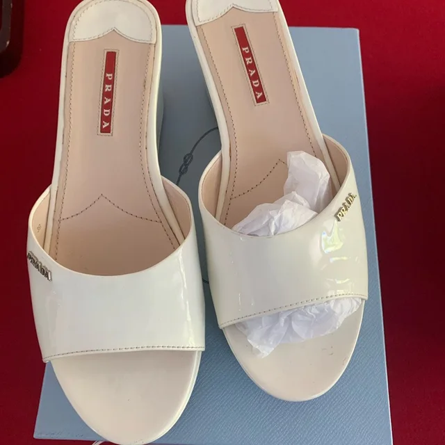 Prada Patent Slide Sandals in white Patent leather from Poshmark