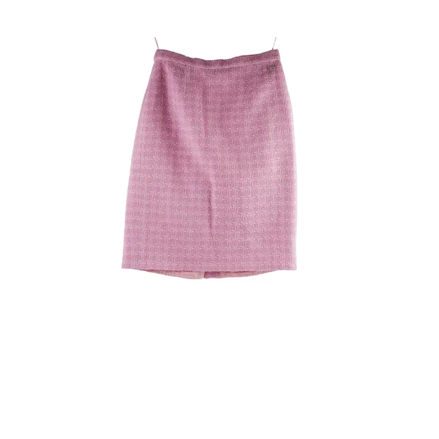 Chanel 19B Pink Tweed Skirt Size 38 in Pink Tweed from The Purse Affair