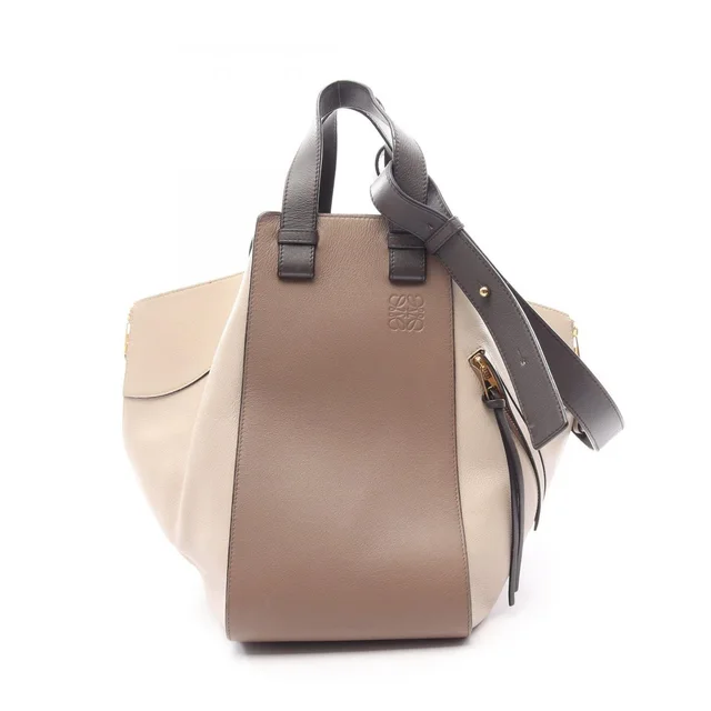 Loewe Handbag Hammock Medium 2-Way Mocha Brown Gray Beige Leather in Brown Leather from The Reluxe