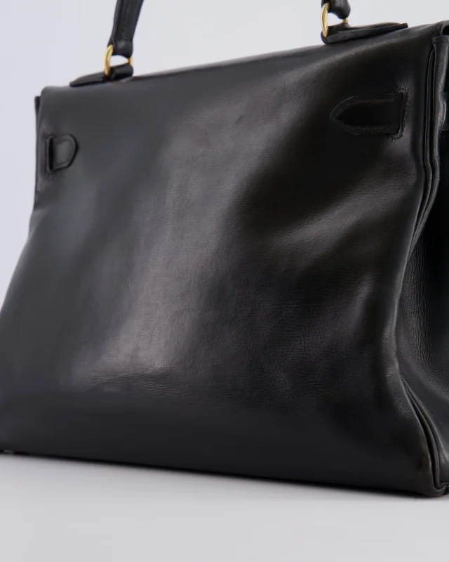 Hermès Vintage Kelly 32 Retourne Bag in Black Box leather from Sellier, photo 15 of 22