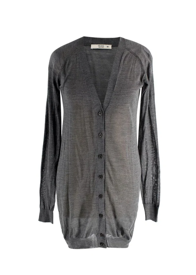 Prada Grey Super Fine Knit Cardigan in Grey from HEWI