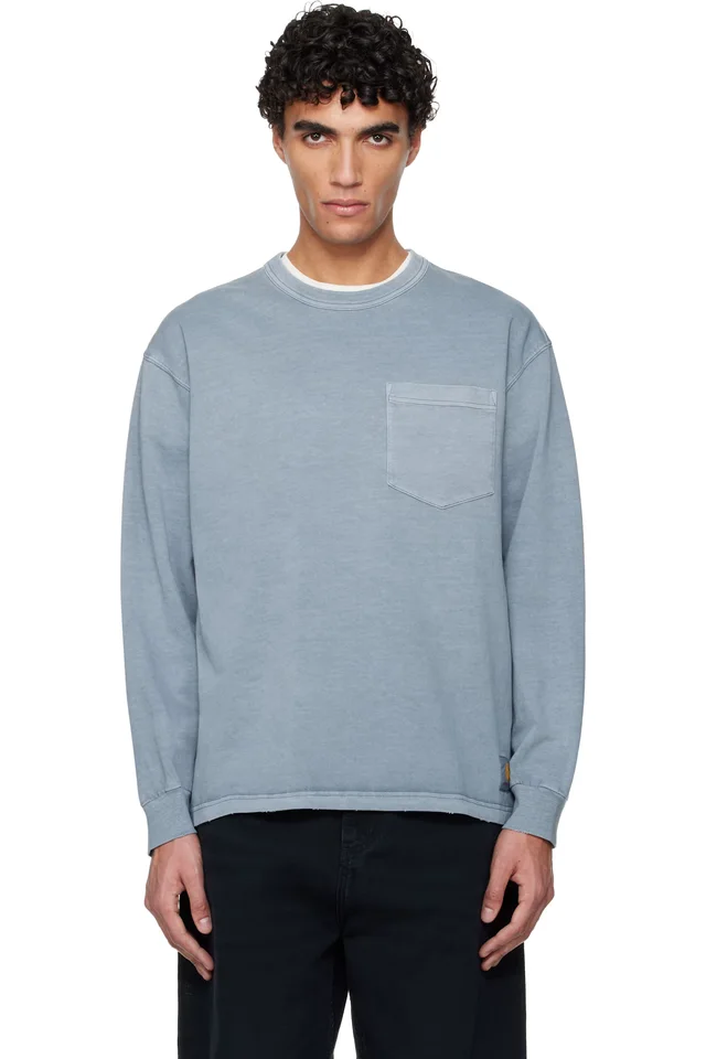 Carhartt Work In Progress Blue Long Sleeve Torion Pocket T-Shirt, image 1 of 1 from SSENSE