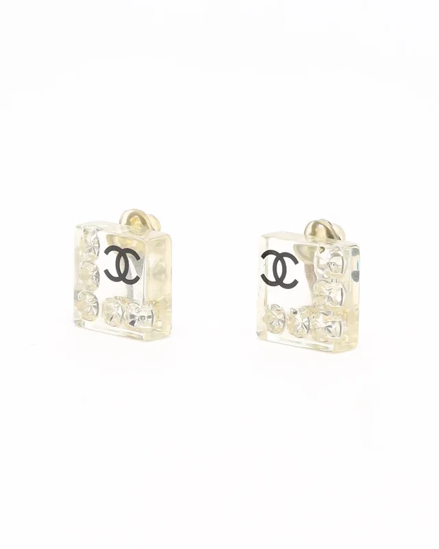 Chanel Square Rhinestone Clip-on Earrings from A Retro Tale, photo 3 of 5