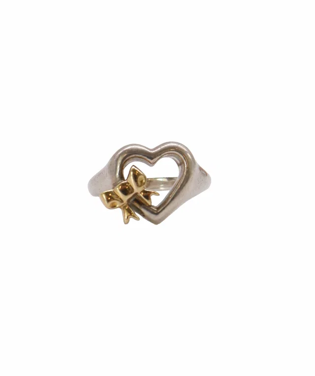 Tiffany & Co. Heart Ribbon Ring Silver & Gold 925 / 18K in Gold Leather from Luxury Promise
