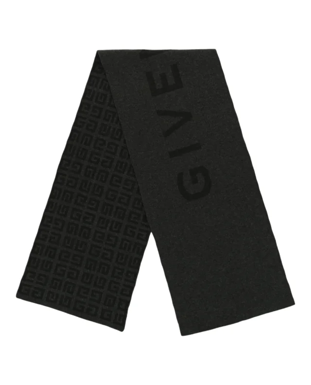 GIVENCHY 4G Logo Reversible Wool Scarf in grey, photo 2 of 4 from ShopSimon