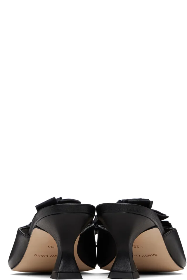 Sandy Liang Black Celebration Mule Heels, photo 2 of 5 from SSENSE