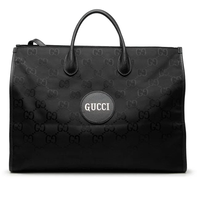Black Gucci GG Econyl Off The Grid Convertible Tote Satchel in Black Nylon from Designer Revival
