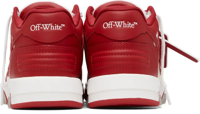 Off-White Red & White 'Out Of Office' Calf Leather Sneakers, photo 2 of 4 from SSENSE