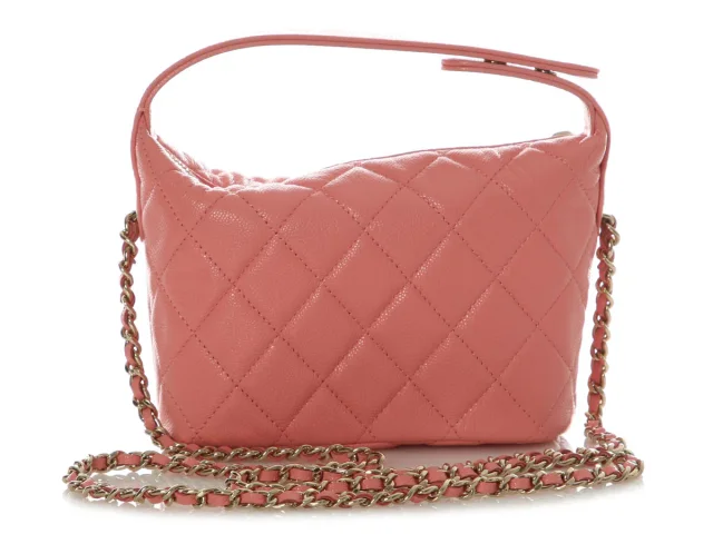 Chanel Small Pink Quilted Caviar Hobo Clutch in Pink Caviar leather from Ann's Fabulous Finds, photo 5 of 10