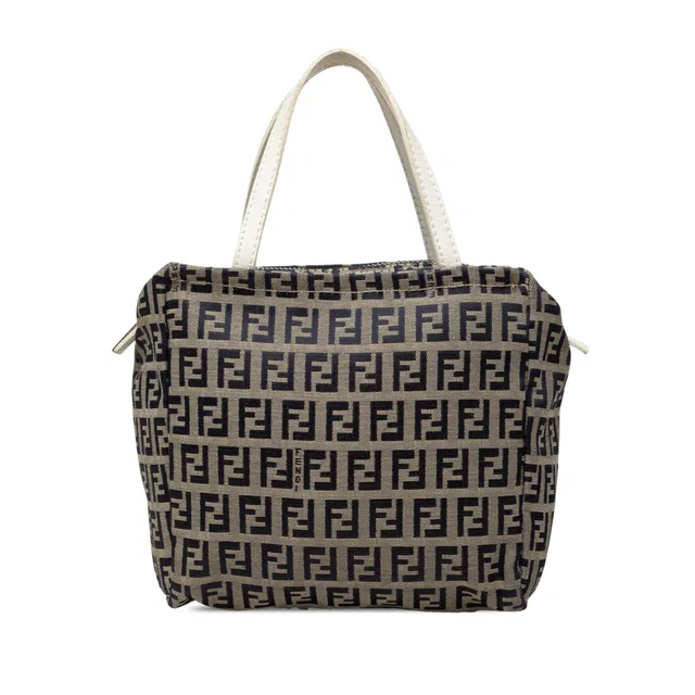 Beige Fendi Mini Zucchino Canvas Handbag in Beige Canvas from Designer Revival