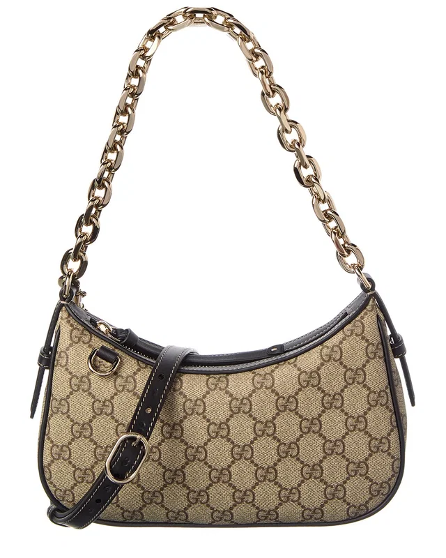 Gucci GG Emblem Small GG Supreme Canvas & Leather Shoulder Bag, image 1 of 1 from Rue La La