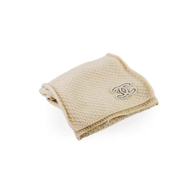 Chanel Cream Scarf 100% Cashmere in White Cashmere from The Purse Affair