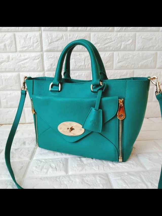 Mulberry Teal Leather Satchel With Gold Hardware in green Leather from Poshmark