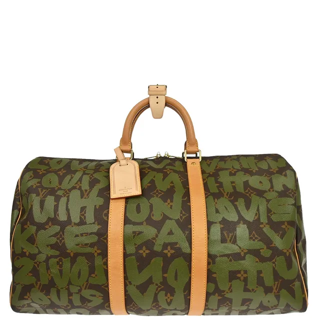 Louis Vuitton Khaki Monogram Graffiti Keepall 50 Duffle Bag M92196 in Green Canvas from AMORE Vintage Tokyo