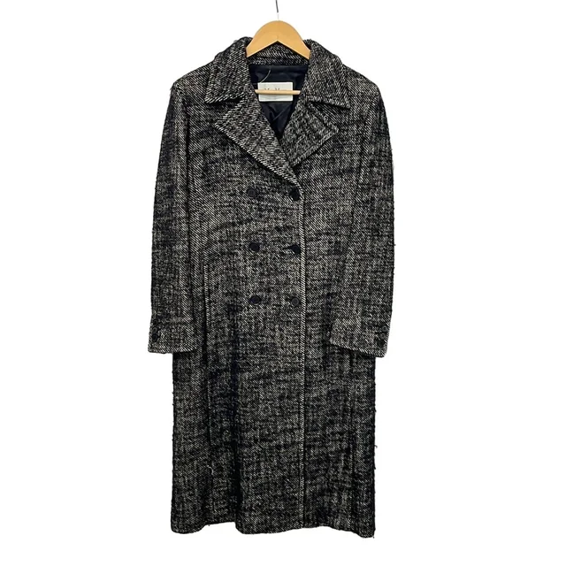 Max Mara Coat 44 L Black Ivory Long Sleeve Double Long Length Autumn Winter in Black from The Reluxe