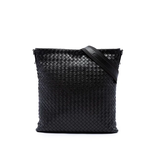 Black Bottega Veneta Nappa Intrecciato VN Crossbody in Black Nappa leather from Designer Revival